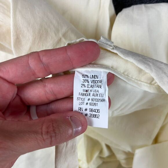Theory Emery Linen Off-White Wide Leg Pants Pockets Women's 2 Chino NWT - Picture 2 of 10